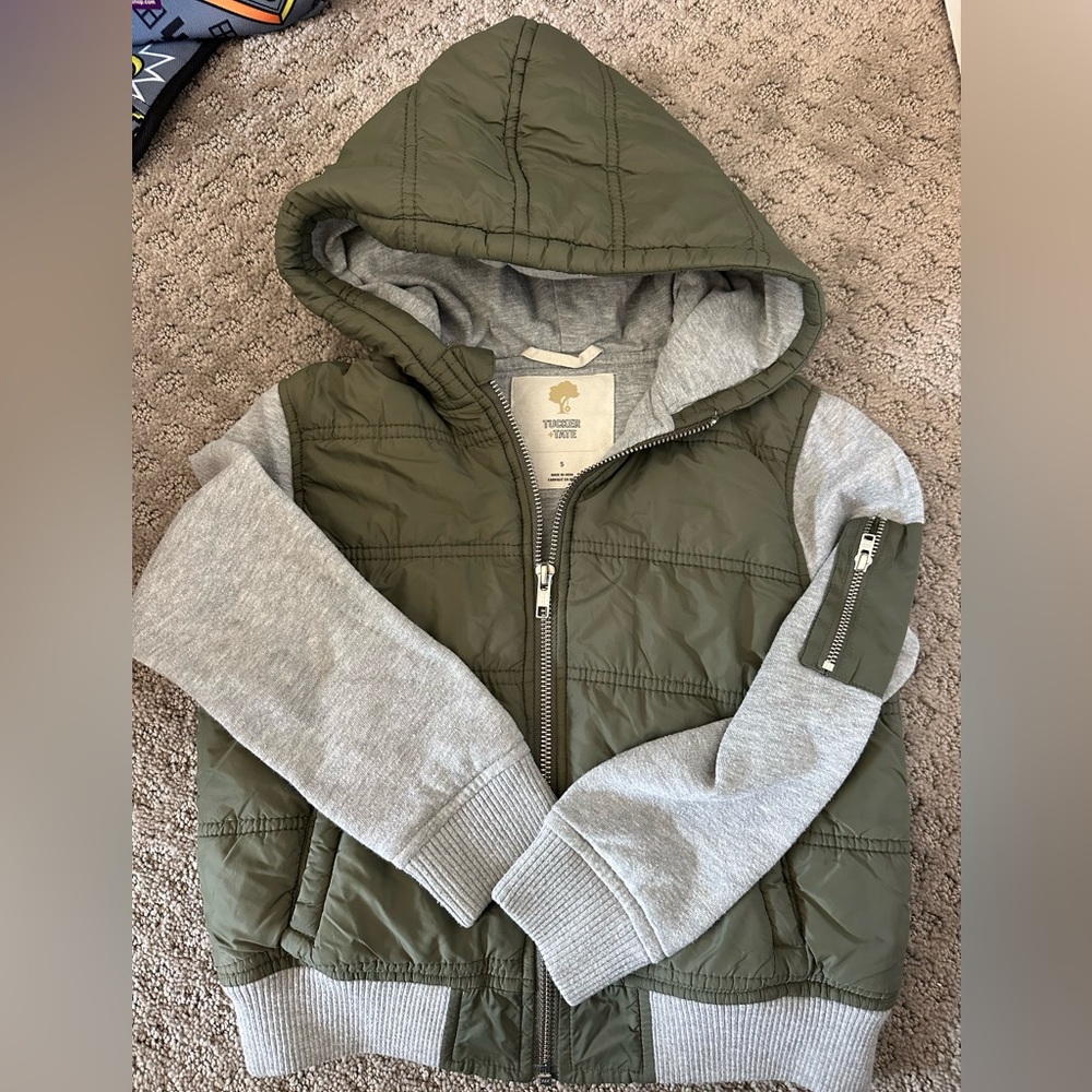 Tucker + Tate Olive and Gray Hooded Jacket